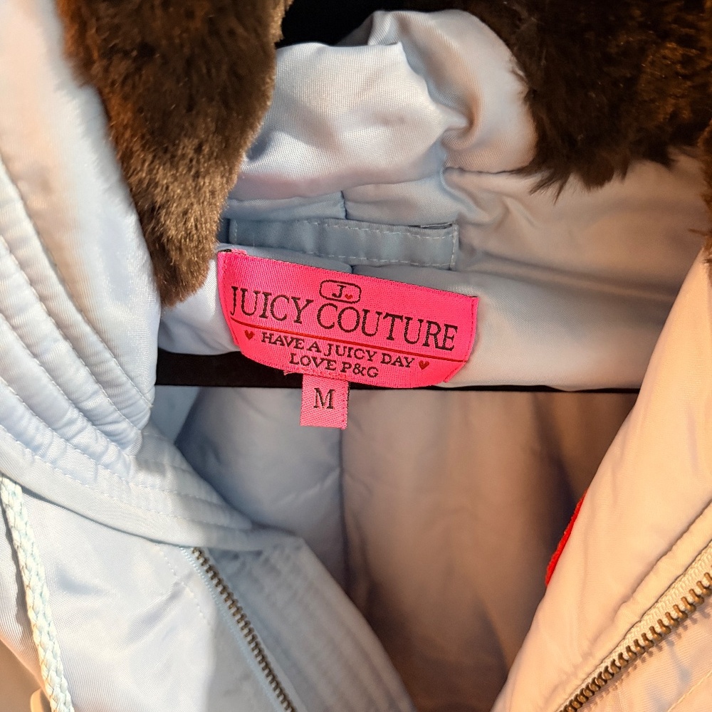 Juicy Couture Vintage Y2k Bomber Jack with Fur Collar Size M - Picture 3 of 11